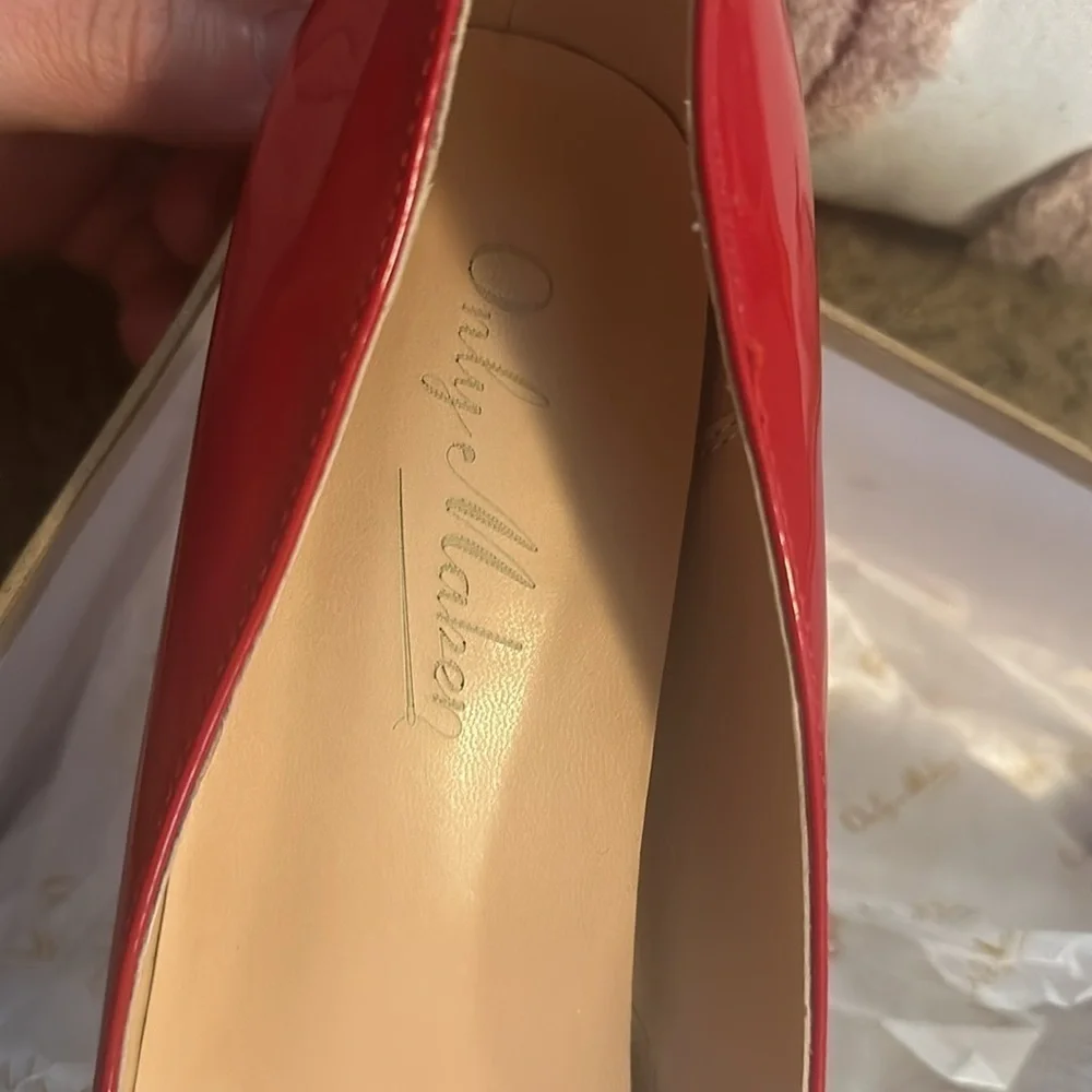 Women’s Paten leather red heels Sz 10, worn once for phot shoot
